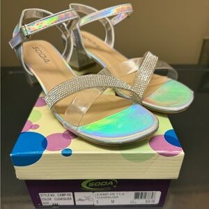 Soda Silver and White Sandals with Minimalist Design